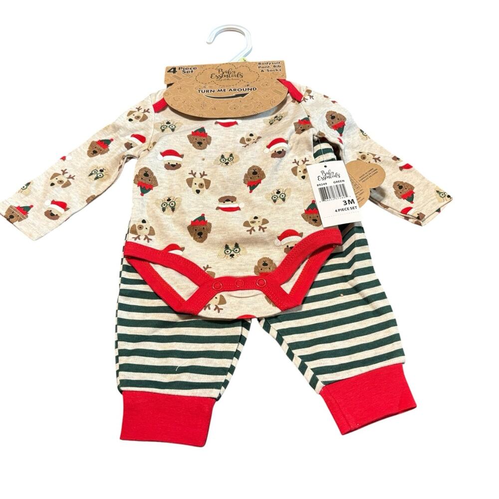 NWT 3M Baby Essentials 4 pc Christmas Outfit